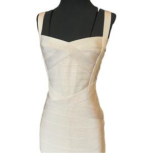 Champagne BEBE Y2K Vintage Bodycon Bandage Dress